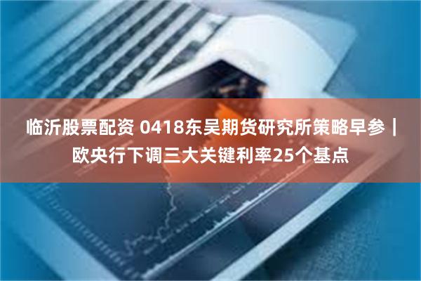 临沂股票配资 0418东吴期货研究所策略早参｜欧央行下调三大关键利率25个基点