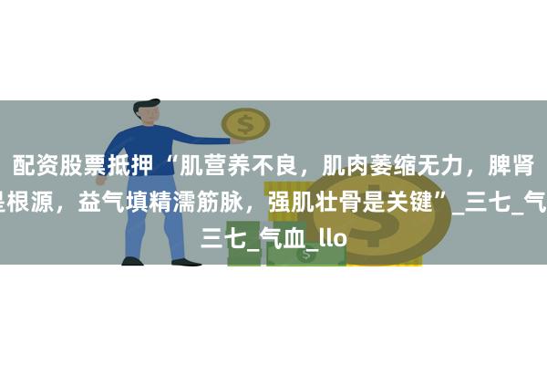 配资股票抵押 “肌营养不良，肌肉萎缩无力，脾肾亏虚是根源，益气填精濡筋脉，强肌壮骨是关键”_三七_气血_llo