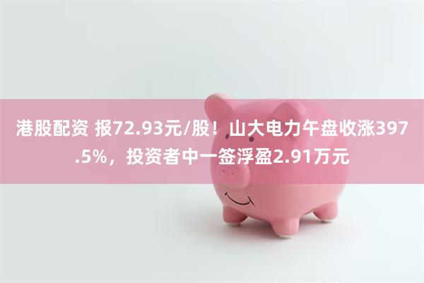 港股配资 报72.93元/股！山大电力午盘收涨397.5%，投资者中一签浮盈2.91万元